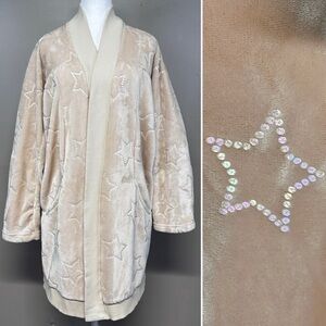 BumbleBella Jill Martin Velvet Soft Cardigan w Rainbow Sequin Stars Size M/L